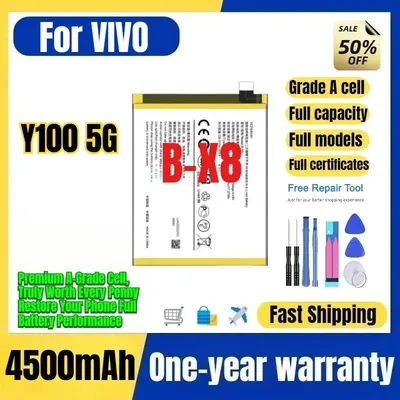 B-X8 pour téléphone VIVO Y100 5G, batterie de remplacement de haute qualité et de grande capacité, 0 cycle, cellule de grade A avec outils