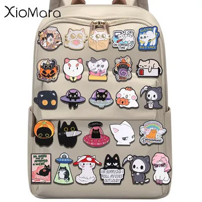 Cartoon Cat Collection Enamel Pins Kawaii Space Cat Halloween Pumpkin Kitten Anime Sunglasses Cat Brooches Fashion Jewelry Gifts