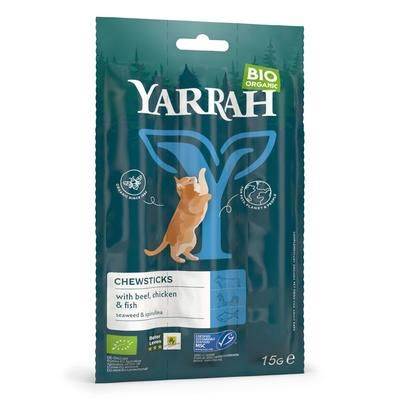 15g Beef Chicken & Fish Chewsticks Yarrah Organic Cat Snacks
