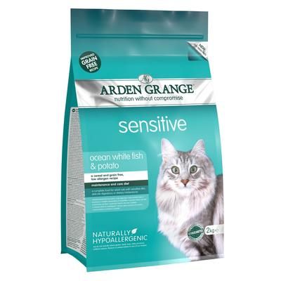 2x4kg Sensitive Adult Ocean White Fish & Potato Arden Grange Dry Cat Food