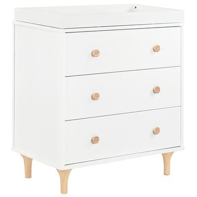 Babyletto Lolly 3-Drawer Changer Dresser, KD with Removable Changing Tray - White Natural