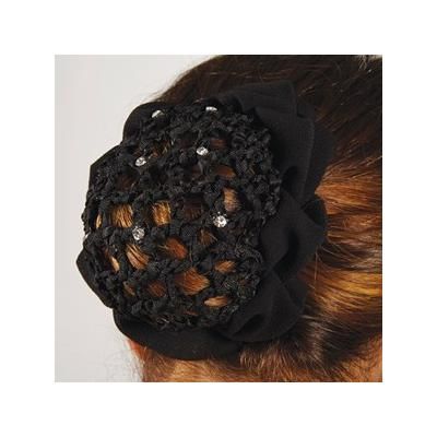 Crystal Hair Net Scrunchie with Clips - Black - Smartpak