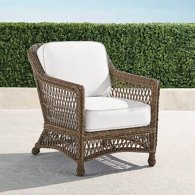 Hampton Lounge Chair in Driftwood Wicker - Standard, Snow with Logic Bone Piping - Frontgate