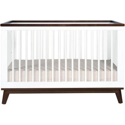 Babyletto Scoot 3-in-1 Convertible Crib With Toddler Bed Conversion Kit in White/Walnut