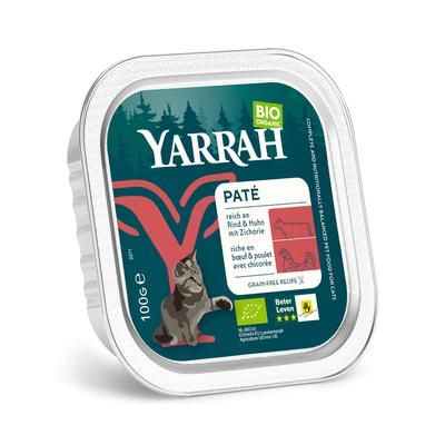 6x100g Organic Beef & Organic Chicory Pâté Yarrah Wet Cat Food