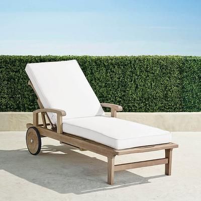 Cassara Chaise Lounge with Cushions in Weathered Teak - Standard, Peacock - Frontgate