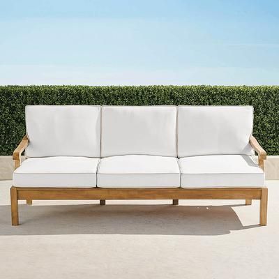 Cassara Sofa with Cushions in Natural Teak - Standard, Air Blue - Frontgate
