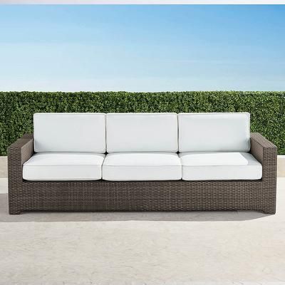 Palermo Sofa in Bronze Wicker - Sunbrella Rain, Rain Black - Frontgate