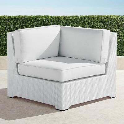 Palermo Modular Seating Collection in White Wicker - Corner Chair, Standard, Rumor Stone - Frontgate