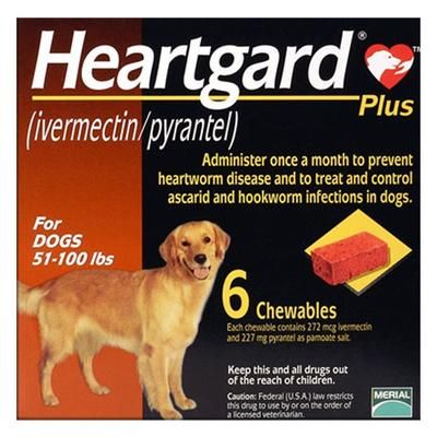 Heartgard Plus For Large Dog (51 To 100lbs) Brown 6 Chews