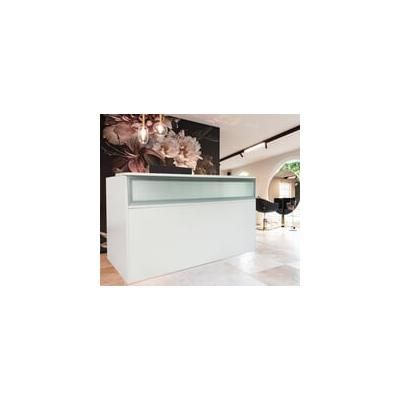 71"W White Salon Reception Desk Shell - Drawers Sold Separately