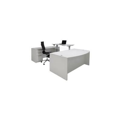 White Electric Lift Adjustable Bridge U-Desk