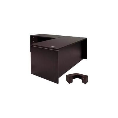Mocha L-Shaped Executive Desk w/6 Drawers