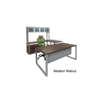 TrendSpaces Electric Lift Workstations - Electric Lift Adjustable Bridge U-Desk w/Hutch