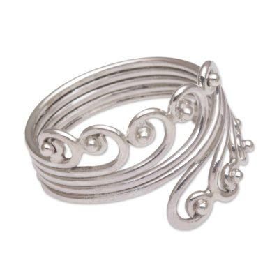 Garden Tendrils,'Indonesian Handcrafted Sterling Silver Cocktail Ring'