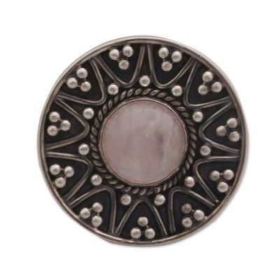 Rose quartz cocktail ring, 'Tribal Fling'