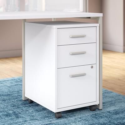 Bush Business Furniture Method 3 Drawer Mobile File Cabinet in White - Assembled - KI70203SU