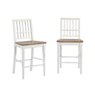 Shutters Counter Chair in Light Oak/ Distressed White (Set of 2) - Progressive Furniture D884-63