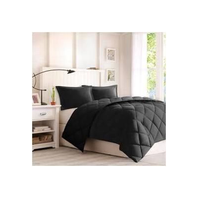 Madison Park Essentials Larkspur Twin/Twin XL Reversible Down Alternative 3M Scotchgard Comforter Mini Set in Black - Olliix BASI10-0281