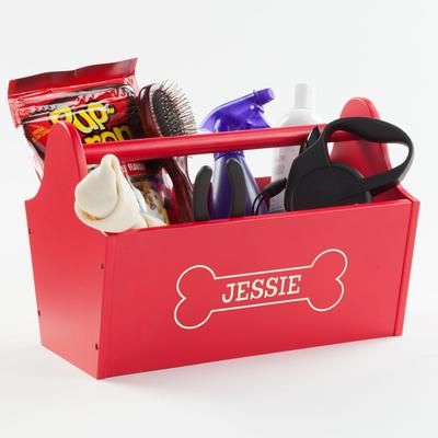 Personalized Sweet Dog Storage Caddy Red, Transparent