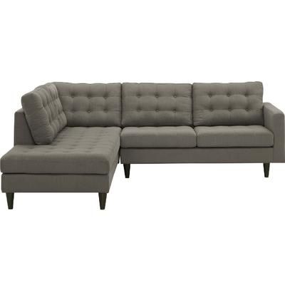 Empress 2 Piece Upholstered Fabric Left Facing Bumper Sectional EEI-2798-GRA