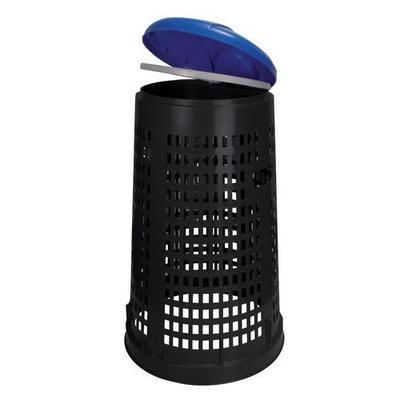 Poubelle Ronde En Plastique Perforé Ruff 110l Noir Bleu - Vepabins