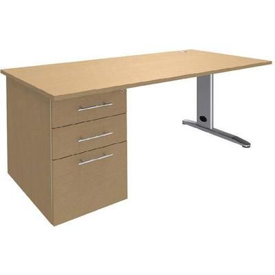 Bureau 180 Cm Avec Caisson Porteur Pied Métal T.1316 - Manutan Expert
