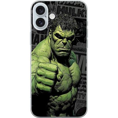 Kompatibelt Mobildeksel til Apple iPhone 16 Plus Hulk-motiv i tegneseriestil kraftig design med grønne nyanser for Marvel- og superheltfans