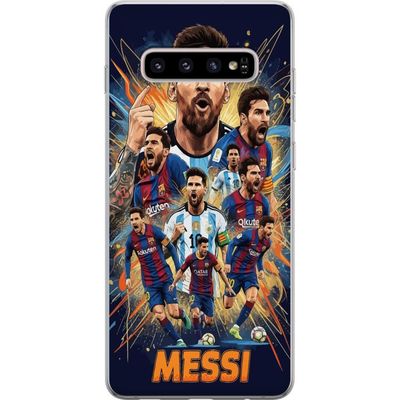 Kompatibelt Mobildeksel til Samsung Galaxy S10+ Messi plakat Argentina Barcelona fotballlegende GOAT VM nummer 10 fotballspiller retro kunst