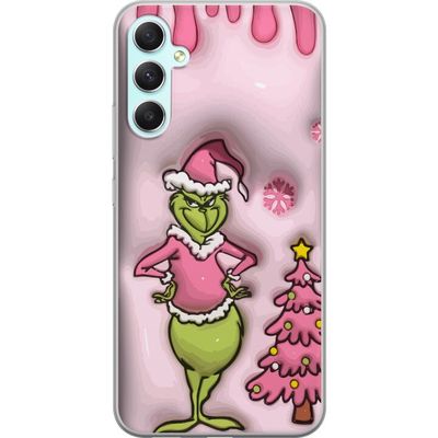 Kompatibelt Mobildeksel til Samsung Galaxy A34 Grønn julefigur i rosa nissekostyme, morsomt fargeglad vri på klassisk juledyrker for en humoristisk u