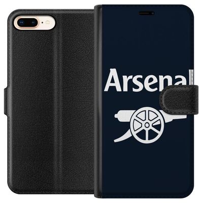 Kompatibelt Lommeboketui til Apple iPhone 8 Plus Arsenal logo i mørkeblått og hvitt klassisk fotballmotiv for Premier League fans