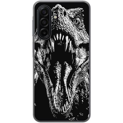 Kompatibelt Mobildeksel til Samsung Galaxy A17 5G T-Rex brølende dinosaur episk svart-hvit urtidsdyr intenst brøl monster kunst illustrasjon plakat