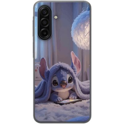 Kompatibelt Mobildeksel til Samsung Galaxy A17 5G Stitch under teppe med telefon kveldskos i blå toner sjarmerende drømmeaktig design for alle som el