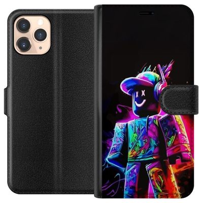 Kompatibelt Lommeboketui til Apple iPhone 11 Pro Roblox Neon Player Fargerik Roblox-karakter i neonfarger mot svart bakgrunn i moderne spillstil