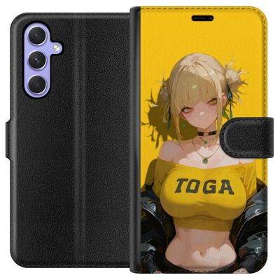 Kompatibelt Lommeboketui til Samsung Galaxy A54 Gul animeinspirert illustrasjon med en blond karakter og en sterk bakgrunn i kawaii stil for trendy m