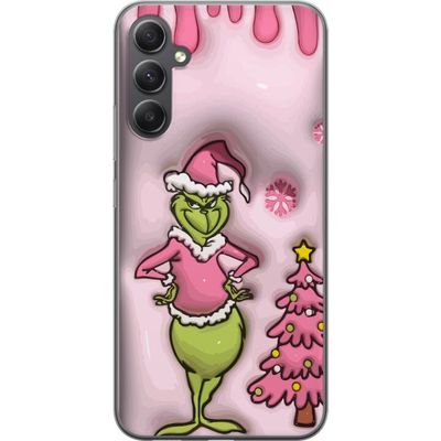 Kompatibelt Mobildeksel til Samsung Galaxy A15 5G Grønn julefigur i rosa nissekostyme, morsomt fargeglad vri på klassisk juledyrker for en humoristis