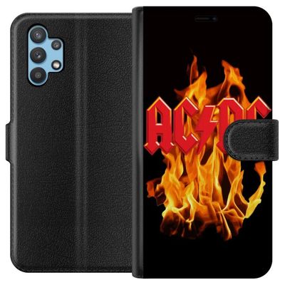 Kompatibelt Lommeboketui til Samsung Galaxy A32 5G ACDC Flames Rock Musikk Band Gitar