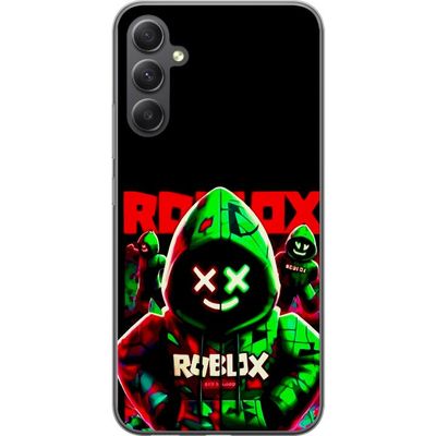 Kompatibelt Mobildeksel til Samsung Galaxy S23 FE Roblox Shadow Squad Design mørk neon-inspirert stil med grønne og røde kontraster for et kult inten
