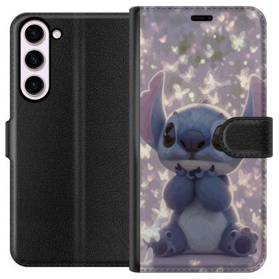 Kompatibelt Lommeboketui til Samsung Galaxy S23+ Stitch med søte sommerfugler søt Disney kawaii blå alien sommerfugler magisk pastell drømmeaktig mot