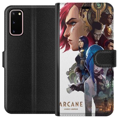 Kompatibelt Lommeboketui til Samsung Galaxy S20 Arcane LoL plakat League of Legends Netflix anime Jinx Vi spillfigurer fanart fantasi kunstverk