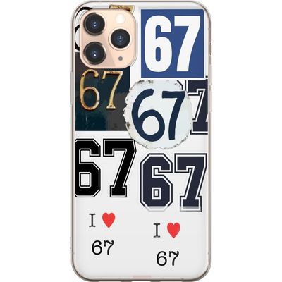 Kompatibelt Mobilskal till Apple iPhone 11 Pro 67 Meme Vintage Nummerkollage - Retro 6-7 Nummerdesign med Klassiska Typsnitt och Vintage Känsla