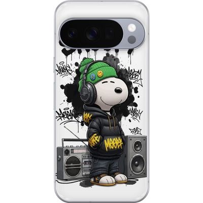 Kompatibel Mobilcover til Google Pixel 10 Pro Snoopy i streetwear med hovedtelefoner og graffiti-stil står ved siden af en boombox og smiler stort, e
