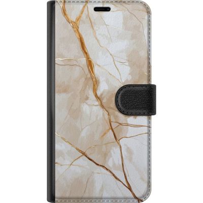 Kompatibelt Lommeboketui til OnePlus 6 Hvit marmor med gylne årer, elegant luksuriøs design perfekt for deg som elsker stil og klasse