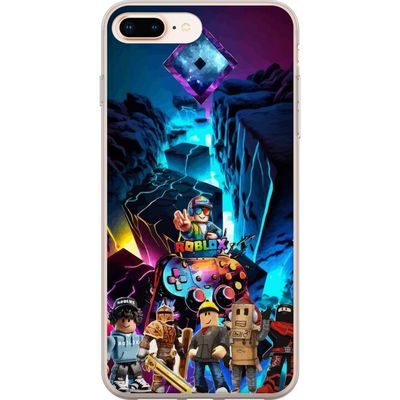 Kompatibelt Mobilskal till Apple iPhone 8 Plus Roblox futuristisk neonvärld med spelkontroller, karaktärer och ljuseffekter - perfekt för alla spelen