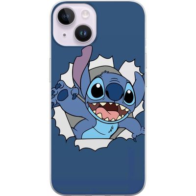 Kompatibelt Mobildeksel til Apple iPhone 15 Disney Stitch Lilo og Stitch blå figur søt alien kawaii tegneseriefigur morsom plakat retro design