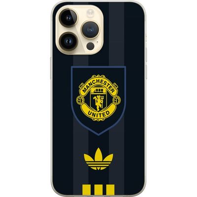 Kompatibelt Mobildeksel til Apple iPhone 15 Pro Max Manchester United plakat Adidas våpen fotballklubb Premier League logo gul svart retro design kun