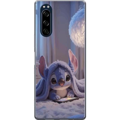 Kompatibelt Mobildeksel til Sony Xperia 5 Stitch under teppe med telefon kveldskos i blå toner sjarmerende drømmeaktig design for alle som elsker søt