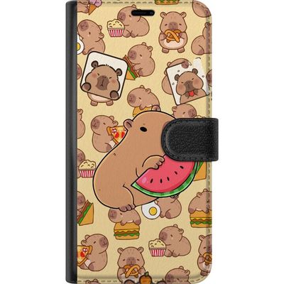Kompatibelt Lommeboketui til Samsung Galaxy A16 5G Capybara Snack Tid Søte kapibarer nyter vannmelon pizza og popcorn i en varm og leken design som s