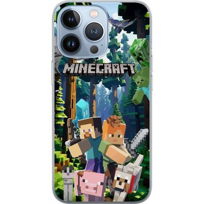Kompatibelt Mobildeksel til Apple iPhone 13 Pro Minecraft mobildeksel med skog og figurer i pikselstil