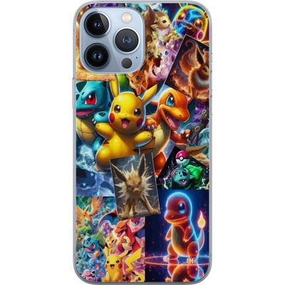 Kompatibelt Mobildeksel til Apple iPhone 13 Pro Max Pokémon illustrasjon - Pikachu, Eevee og Charmander i fargerikt design